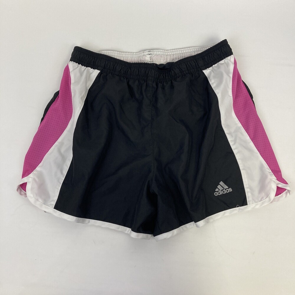 Adidas Womens S Inner Lined Mesh Brief Running 3" Shorts Athletic Black Pink